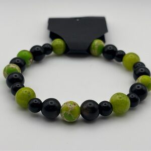 Green and Black Beaded Bracelet